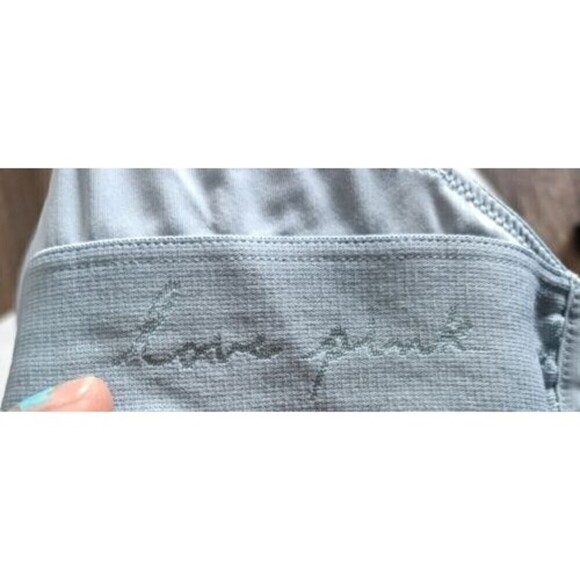 Victoria's Secret PINK Bra Sz 32 D Blue Lightly Lined Wear Everywhere Logo Band - Picture 7 of 8